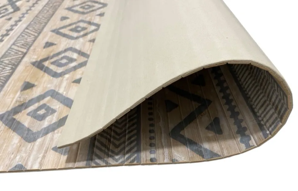 Alfombra Bambú Etnic Blanco-Gris