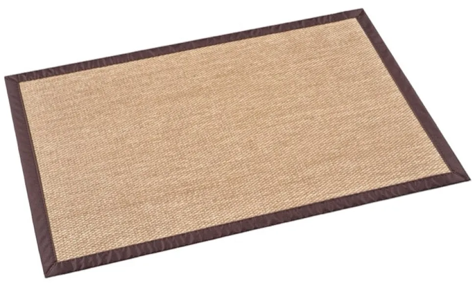 Alfombra tejido de vinilo con ribete marrón