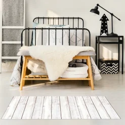 Alfombra vinílica estampada Madera Blanca