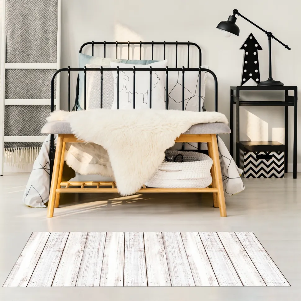 Alfombra vinílica estampada Madera Blanca