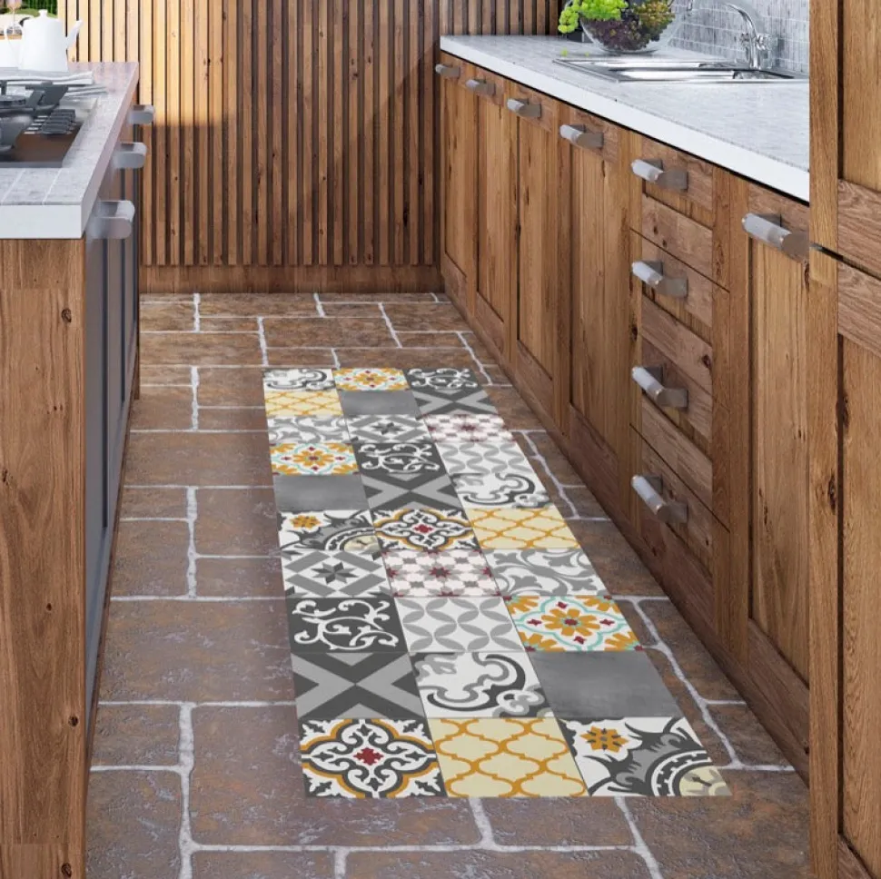 Alfombra vinílica estampada Patch Gris-Ambar