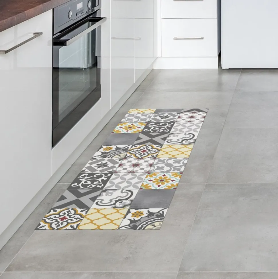 Alfombra vinílica estampada Patch Gris-Ambar