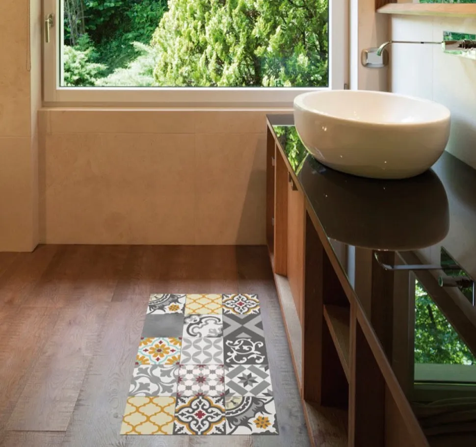 Alfombra vinílica estampada Patch Gris-Ambar