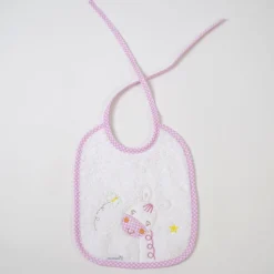 Babero rizo bordado burrito rosa