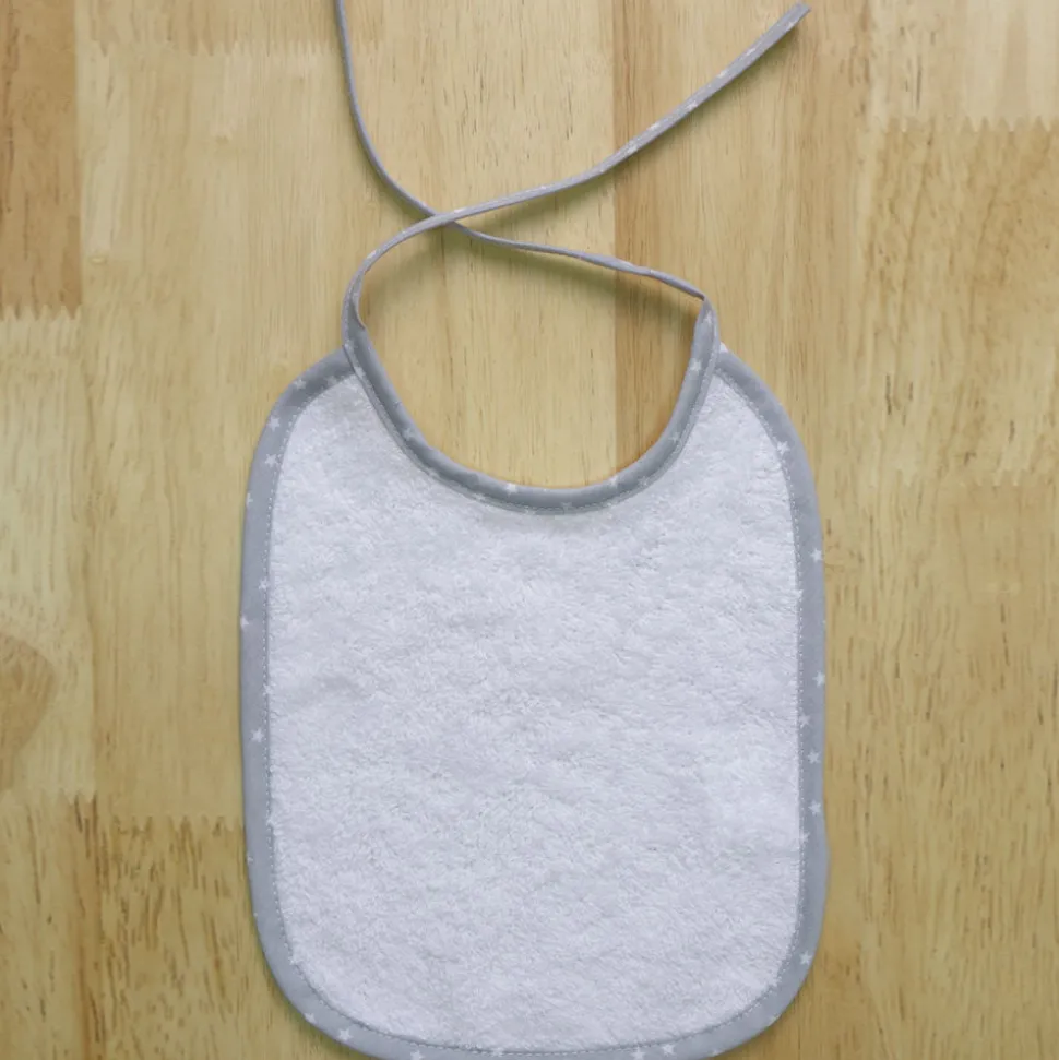 Babero rizo liso blanco/gris 20x25