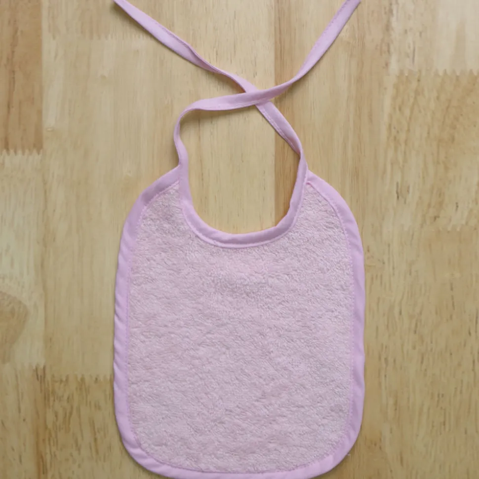 Babero rizo liso rosa 20x25