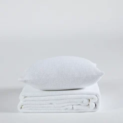 Colcha algodón nido abeja blanco