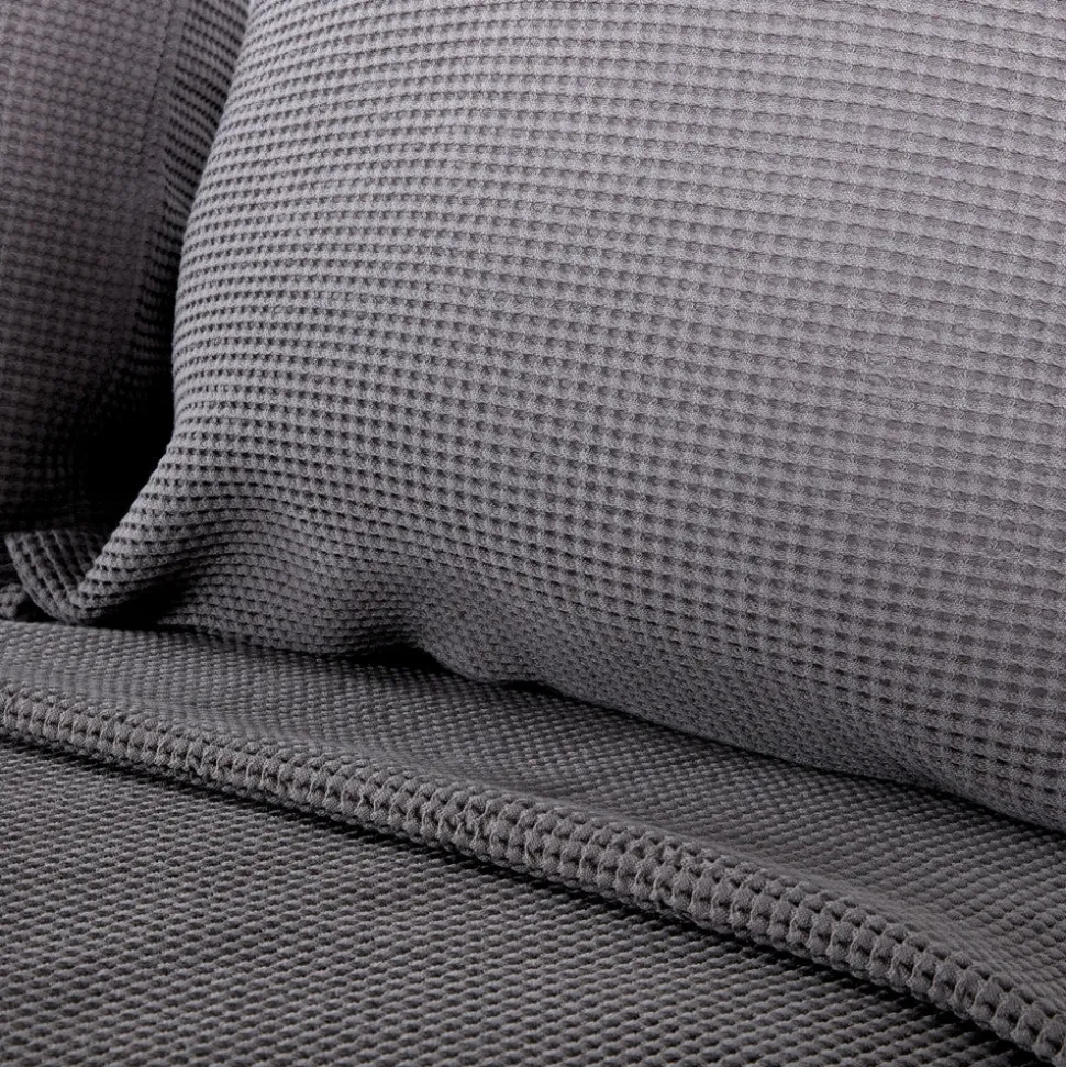 Colcha algodón nido abeja gris 214