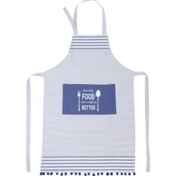 Delantal cotton rayas azul 3