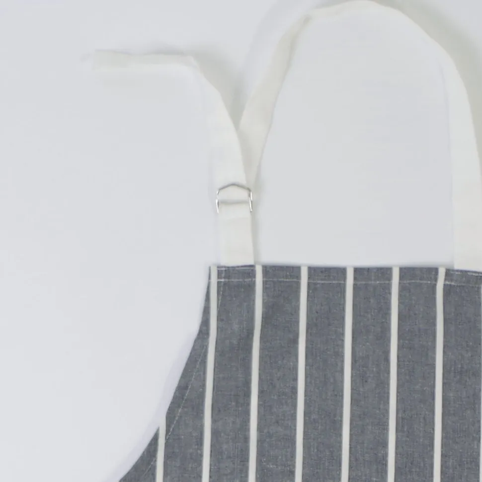 Delantal cotton rayas gris 9