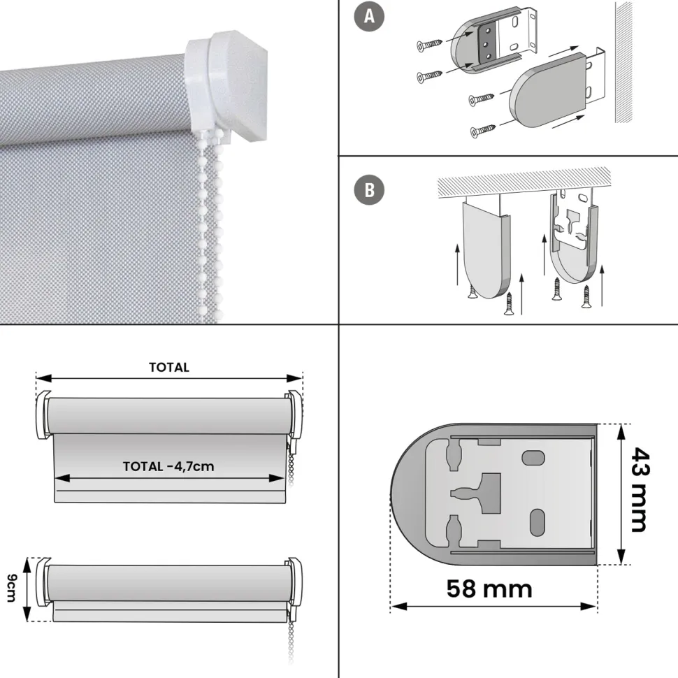 Estor enrollable motorizado Screen Gris