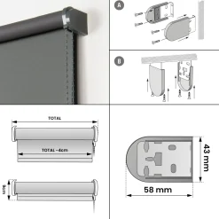 Estor enrollable Opaco Gris grafito