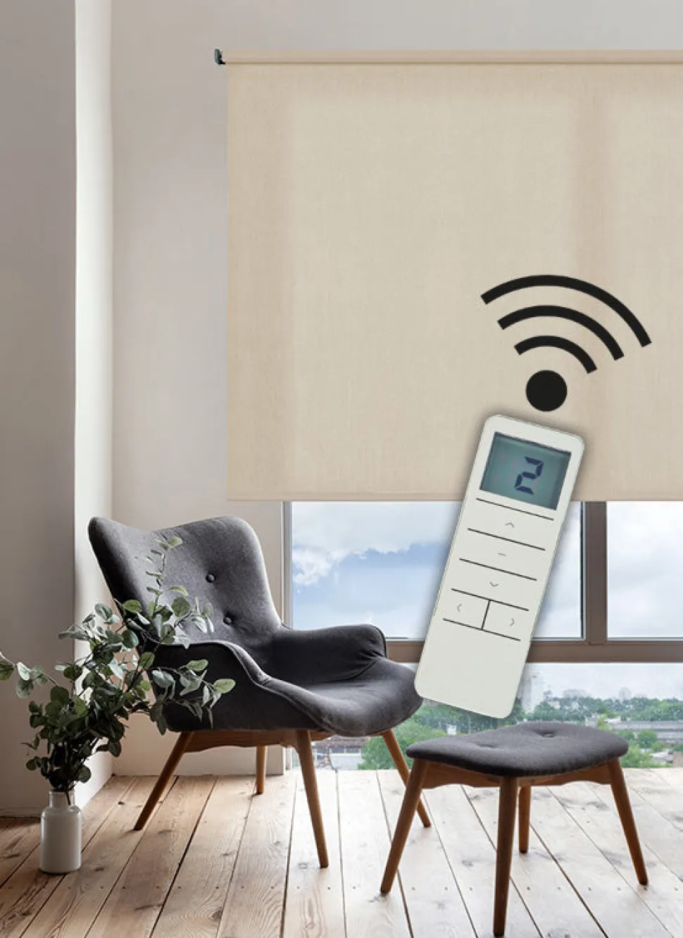 Estor motorizado Traslúcido decorativo Beige