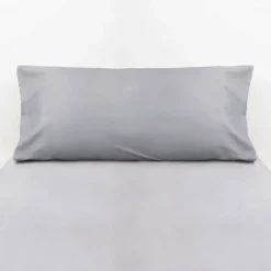 Funda almohada algodón percal 200 hilos gris