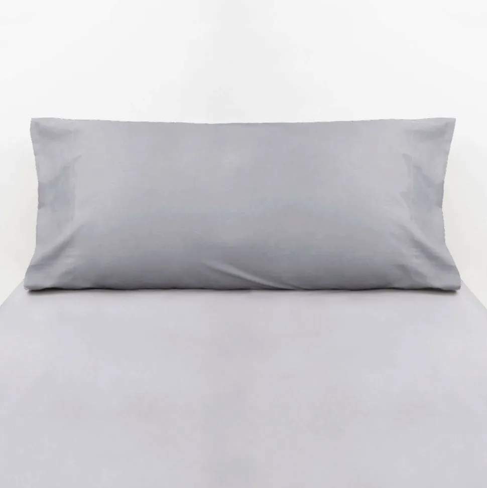 Funda almohada algodón percal 200 hilos gris