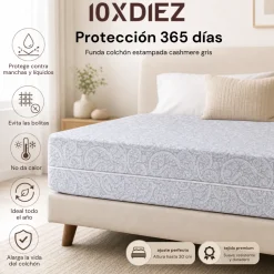 Funda colchón estampada cashmere gris