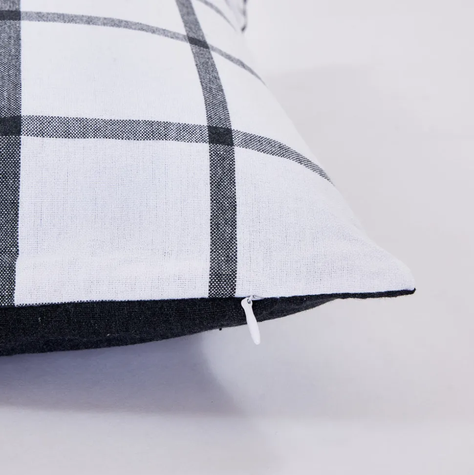 Funda de cojín cotton 45x45 cuadro carbón