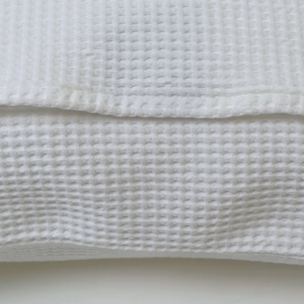 Funda de cojín nido abeja algodón blanco