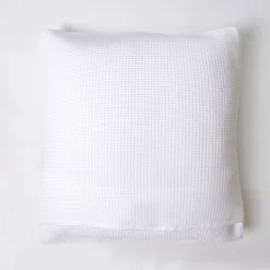 Funda de cojín nido abeja algodón blanco