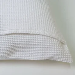 Funda de cojín nido abeja algodón blanco