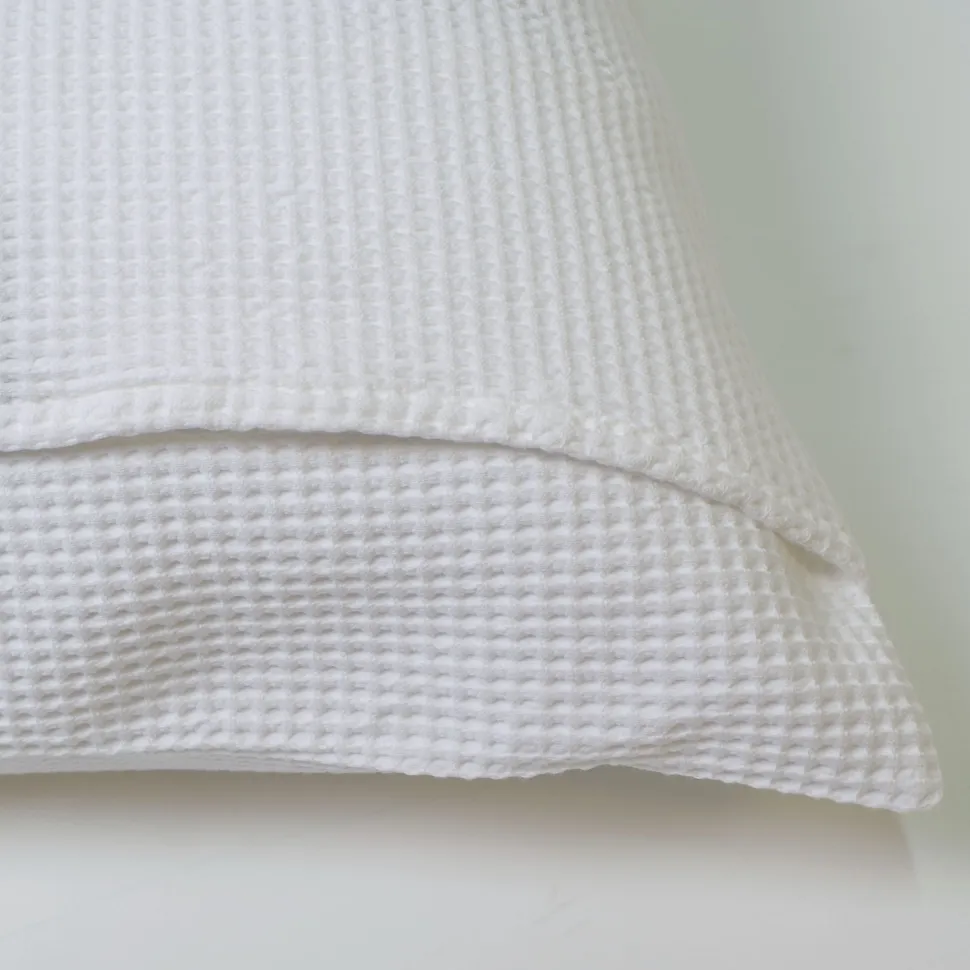 Funda de cojín nido abeja algodón blanco
