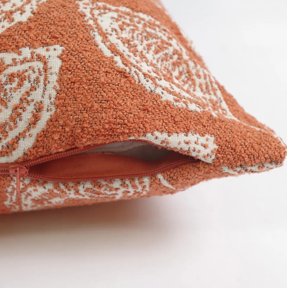 Funda de cojín texturado 801 hoja naranja