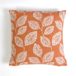 Funda de cojín texturado 801 hoja naranja