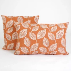 Funda de cojín texturado 801 hoja naranja