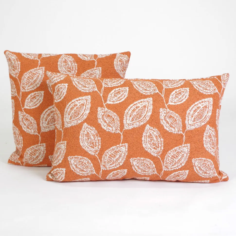 Funda de cojín texturado 801 hoja naranja