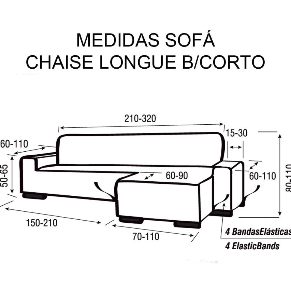Funda de sofá chaise longue b/corto glamour