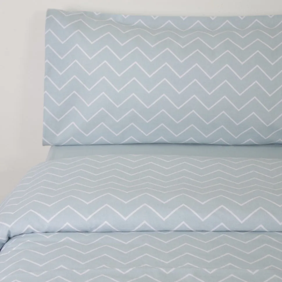 Funda nórdica franela zig zag jade