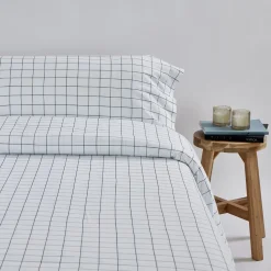 Funda nórdica punto algodón cuadros blanco