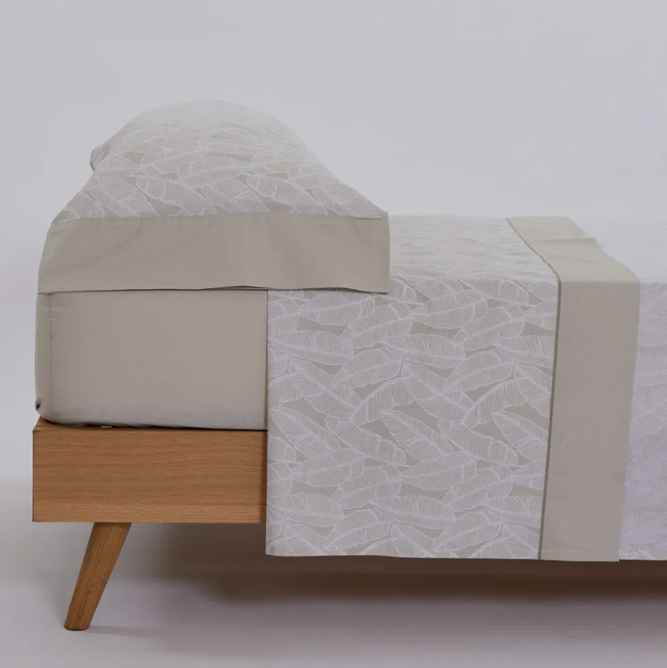 Juego de sábanas algodón casandra beige