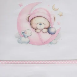 Juego de sábanas algodón cuna 450 blanco/rosa