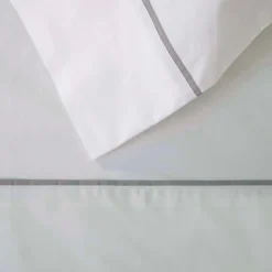 Juego de sábanas algodón percal 200 hilos blanco con vivo