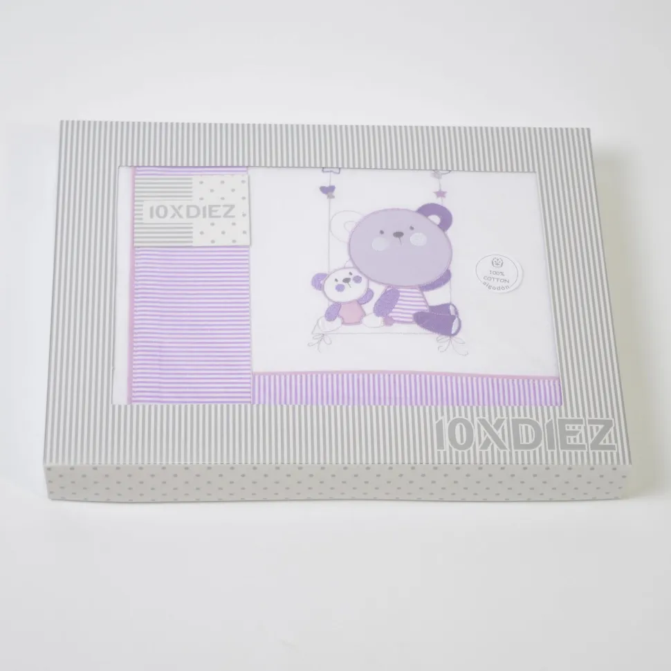 Juego de sábanas cuna 121 bco/lila