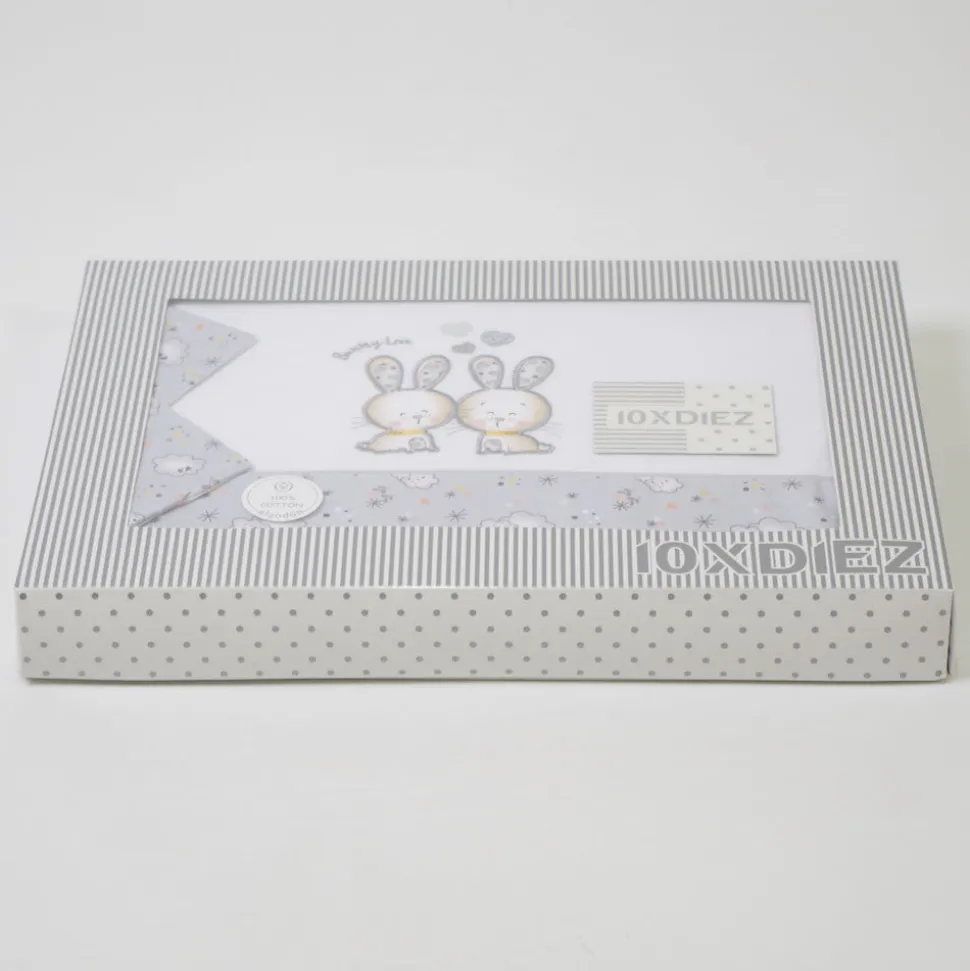 Juego de sábanas cuna 291 blanco/gris