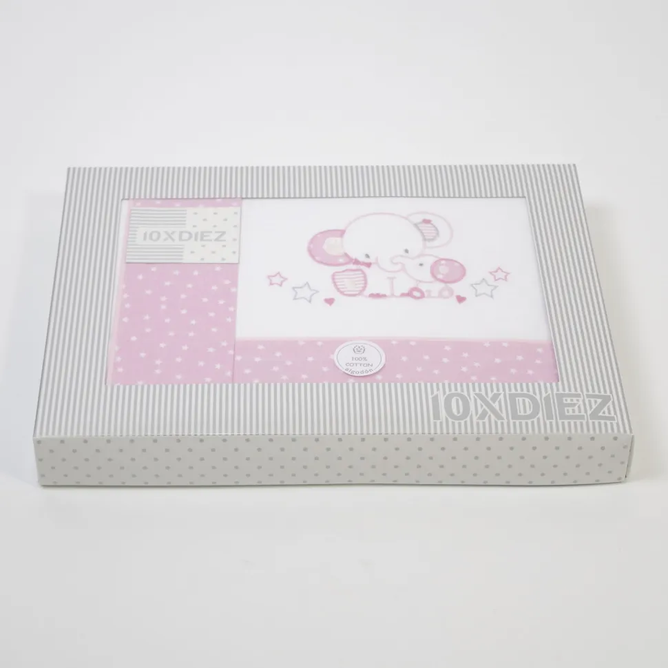 Juego de sábanas cuna 084 blanco/rosa
