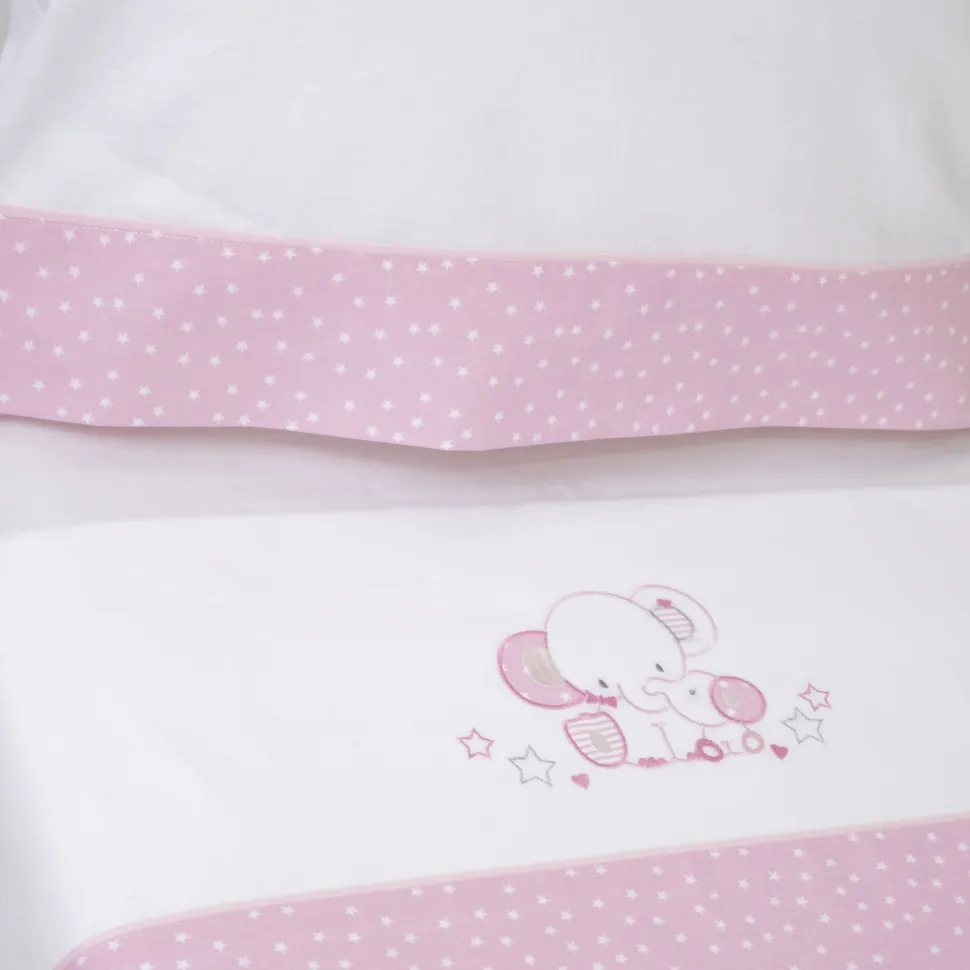 Juego de sábanas cuna 084 blanco/rosa