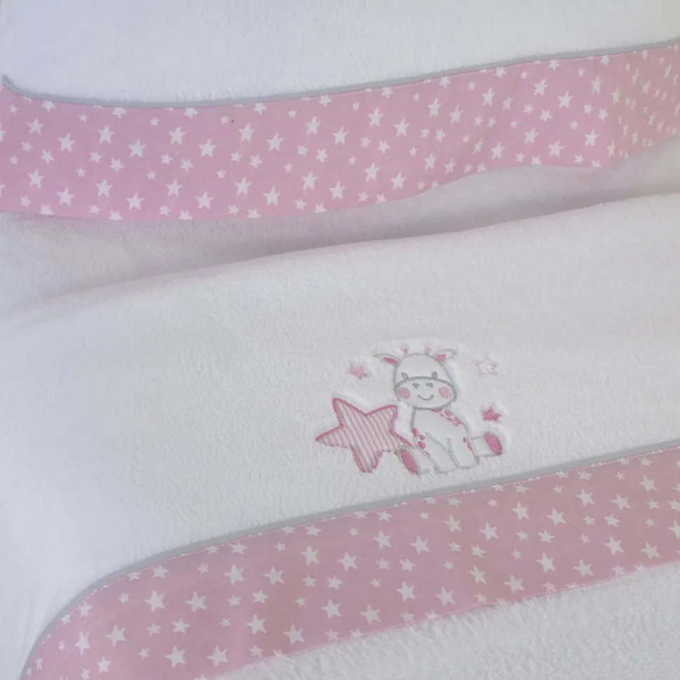 Juego de sábanas cuna coralina jirafa 378 bco/rosa