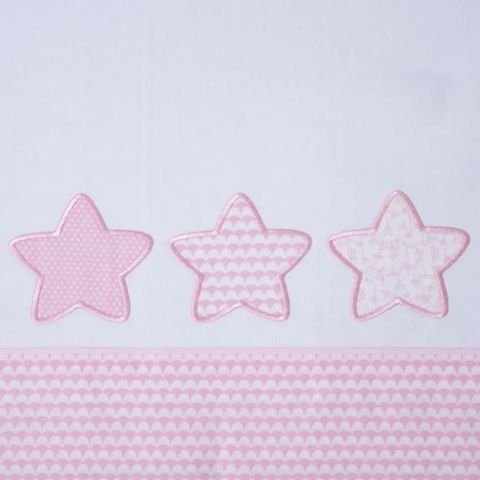Juego de sábanas cuna estrellas 476 bco/rosa