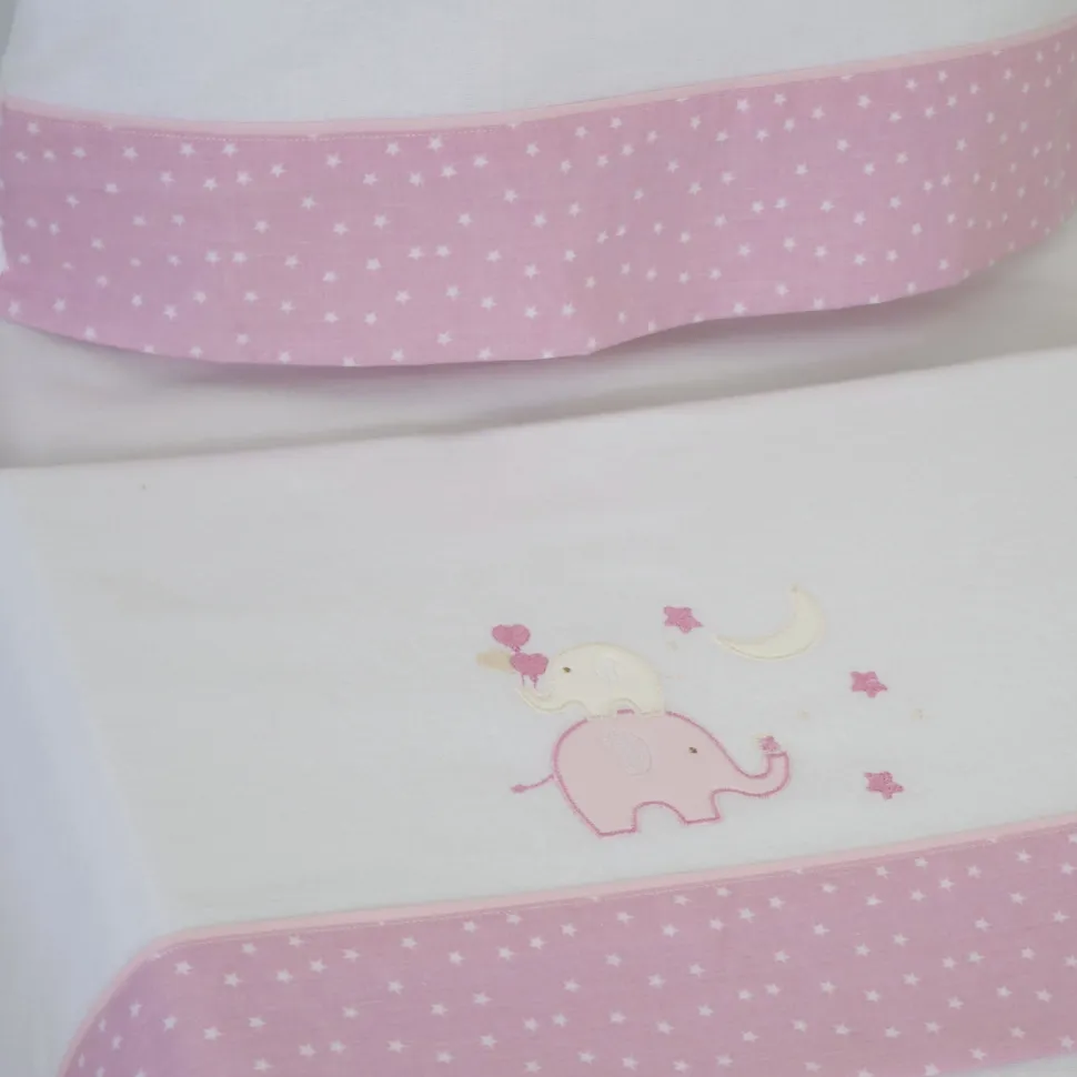 Juego de sábanas cuna franela 031 blanco/rosa