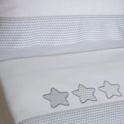 Juego de sábanas cuna franela estrellas 476 blanco/gris
