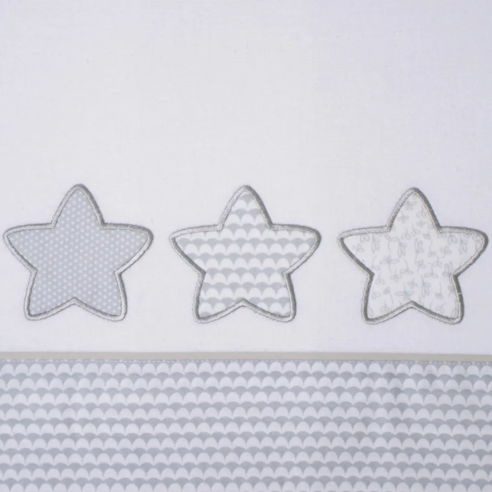 Juego de sábanas cuna franela estrellas 476 blanco/gris