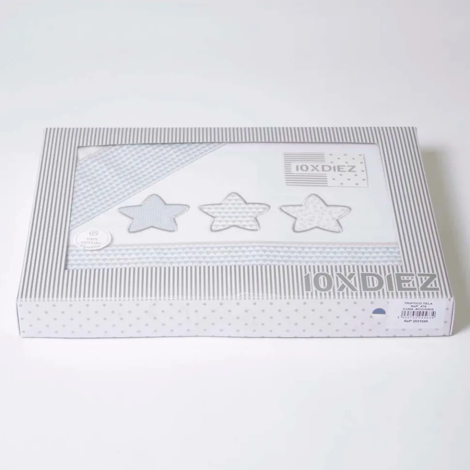 Juego de sábanas cuna franela estrellas 476 blanco/gris