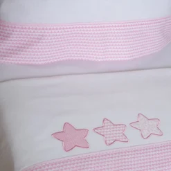 Juego de sábanas cuna franela estrellas 476 blanco/rosa