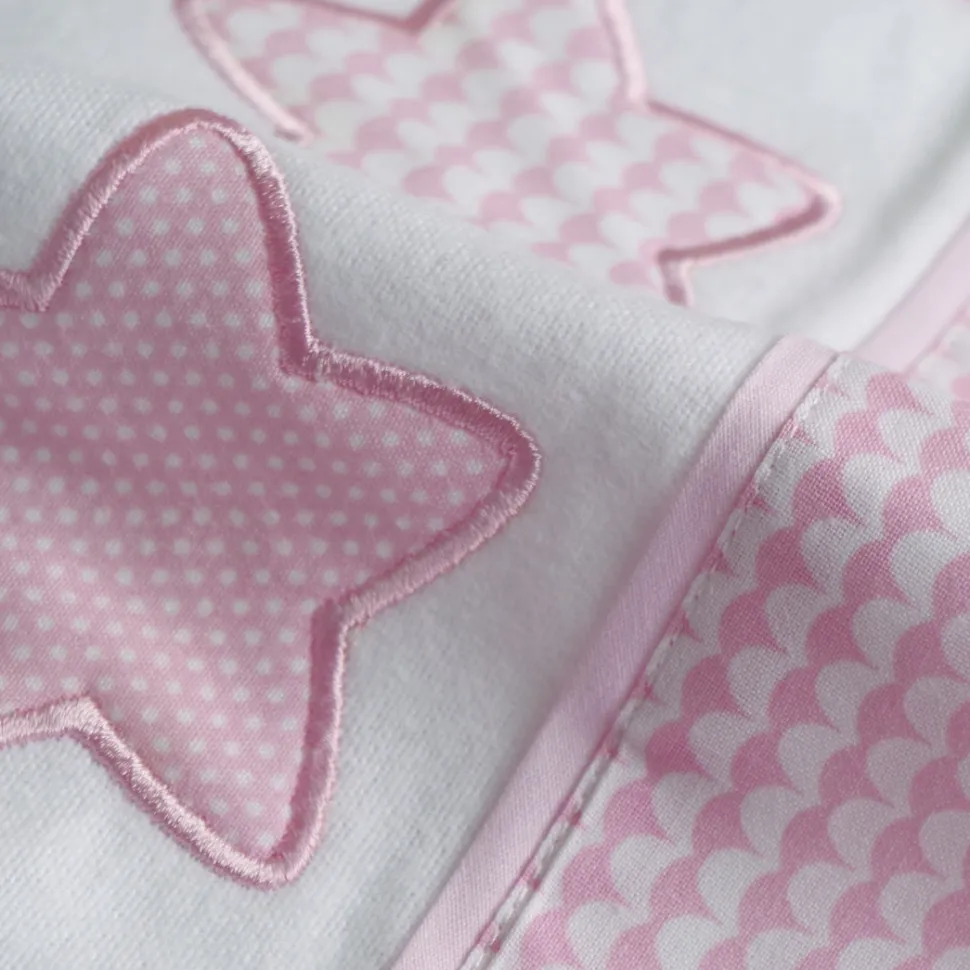 Juego de sábanas cuna franela estrellas 476 blanco/rosa