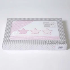 Juego de sábanas cuna franela estrellas 476 blanco/rosa