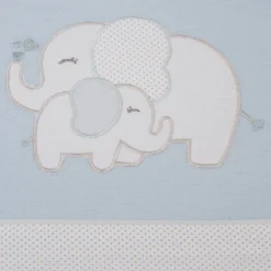 Juego de sábanas cuna franela elefante azul