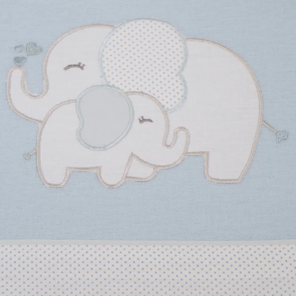 Juego de sábanas cuna franela elefante azul